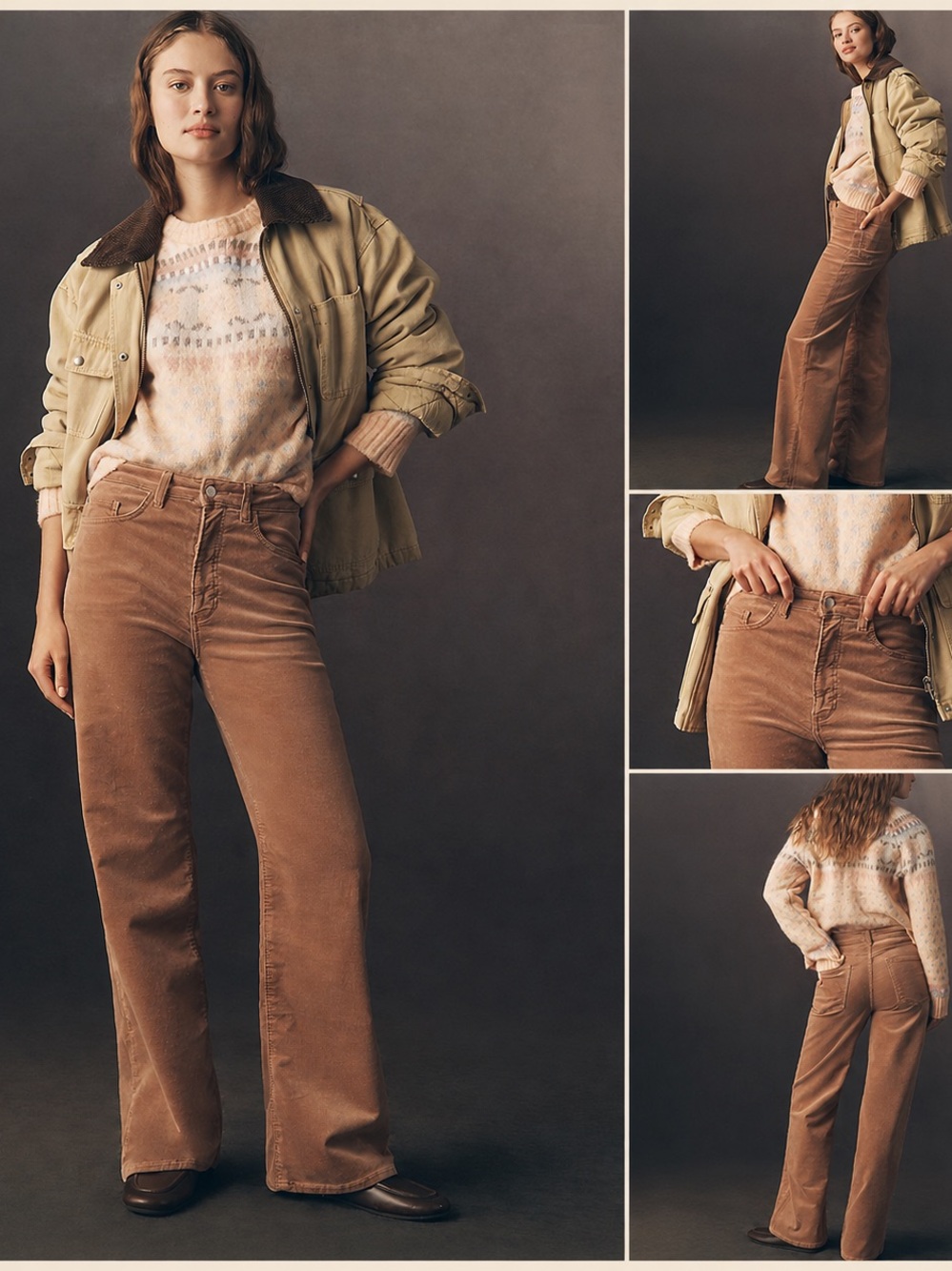 NWT Anthropologie Pilcro Austyn Cuffed Corduroy Jeans Coffee Latte Sz 30